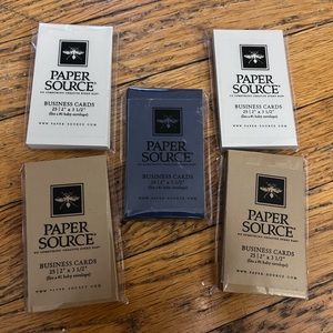 5 sets of Paper Source Business Cards - metallic gold bronze, navy, and silver
